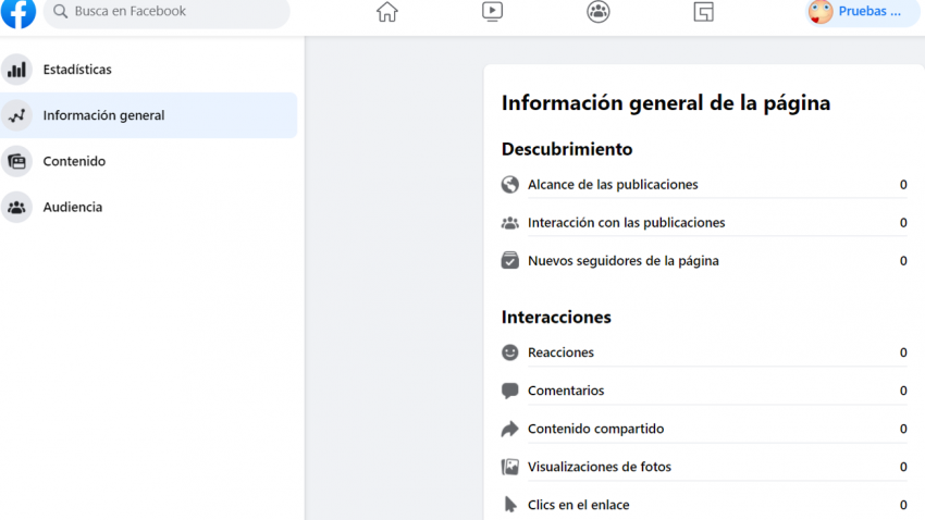 Estadísticas nuevas páginas Facebook